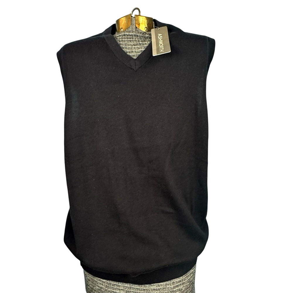 Mens Ashworth Golf Weather System Sleeveless Pullover V-Neck Vest Black NWT Sz M
